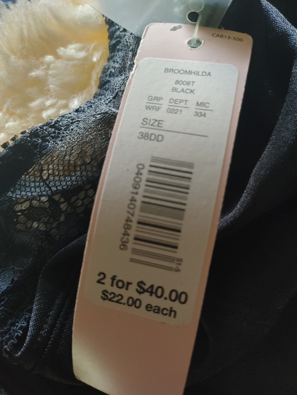 Cabernet Black Lace Underwire Bra sz 38DD (2 qty 1-NWT & 1-NWOT) $18ea or 2 $30